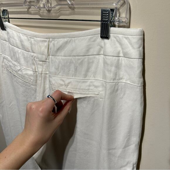CAbi Off-White Linen Blend Wide Leg Mid-Rise Pants Slacks Trousers Size 10 - Picture 8 of 12